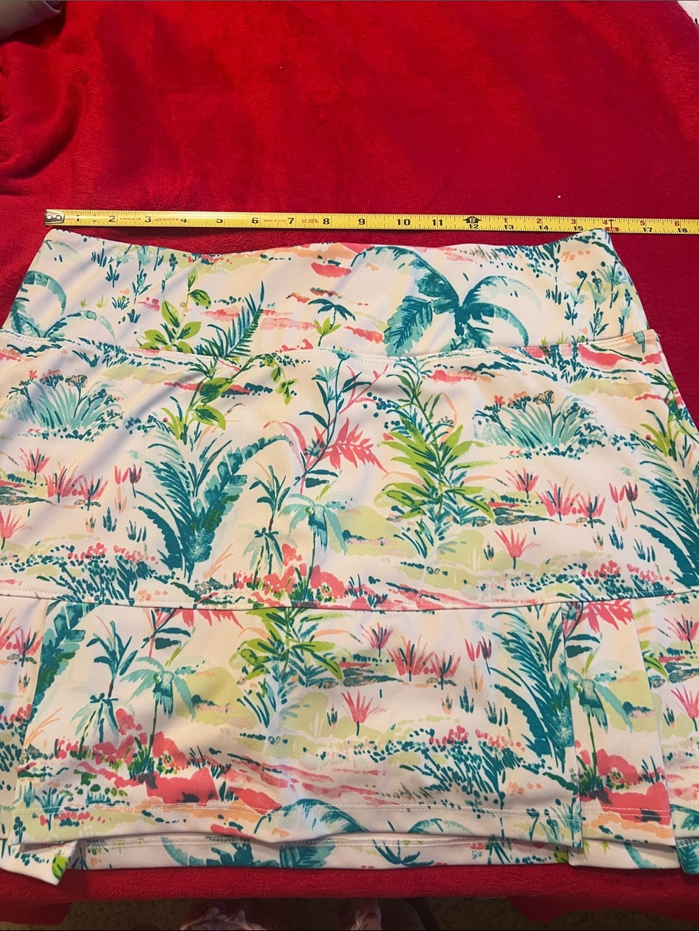 Sigrid Olsen White Skort with Teal, Coral and Lime Tropical Print